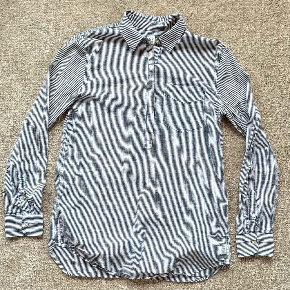 GAP Blue and White Striped Pullover Tunic Shirt